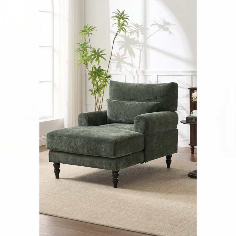 Chaise longue d'intérieur rembourrée, Vert