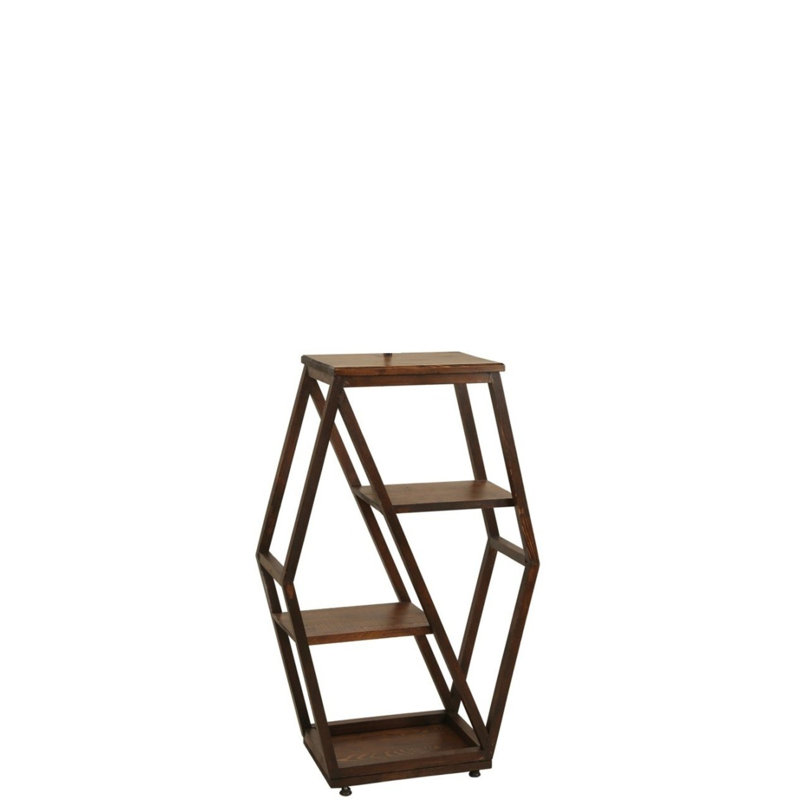Table de bout avec rangement en bois massif Aakash, Noyer, Noyer