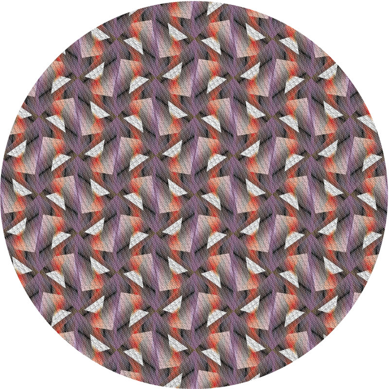Tapis brun / orange Power Loom, Rond 3 pi