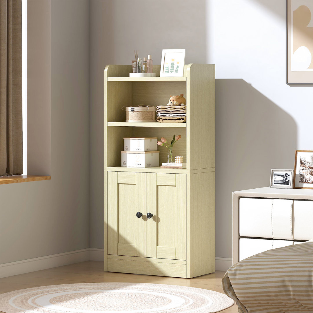 Slim Wooden Freestanding Bathroom Storage Cabinet with Dual Doors & Adjustable Shelving - Versatile Floor Unit for Bathroom, Dining Room, Kitchen & Li