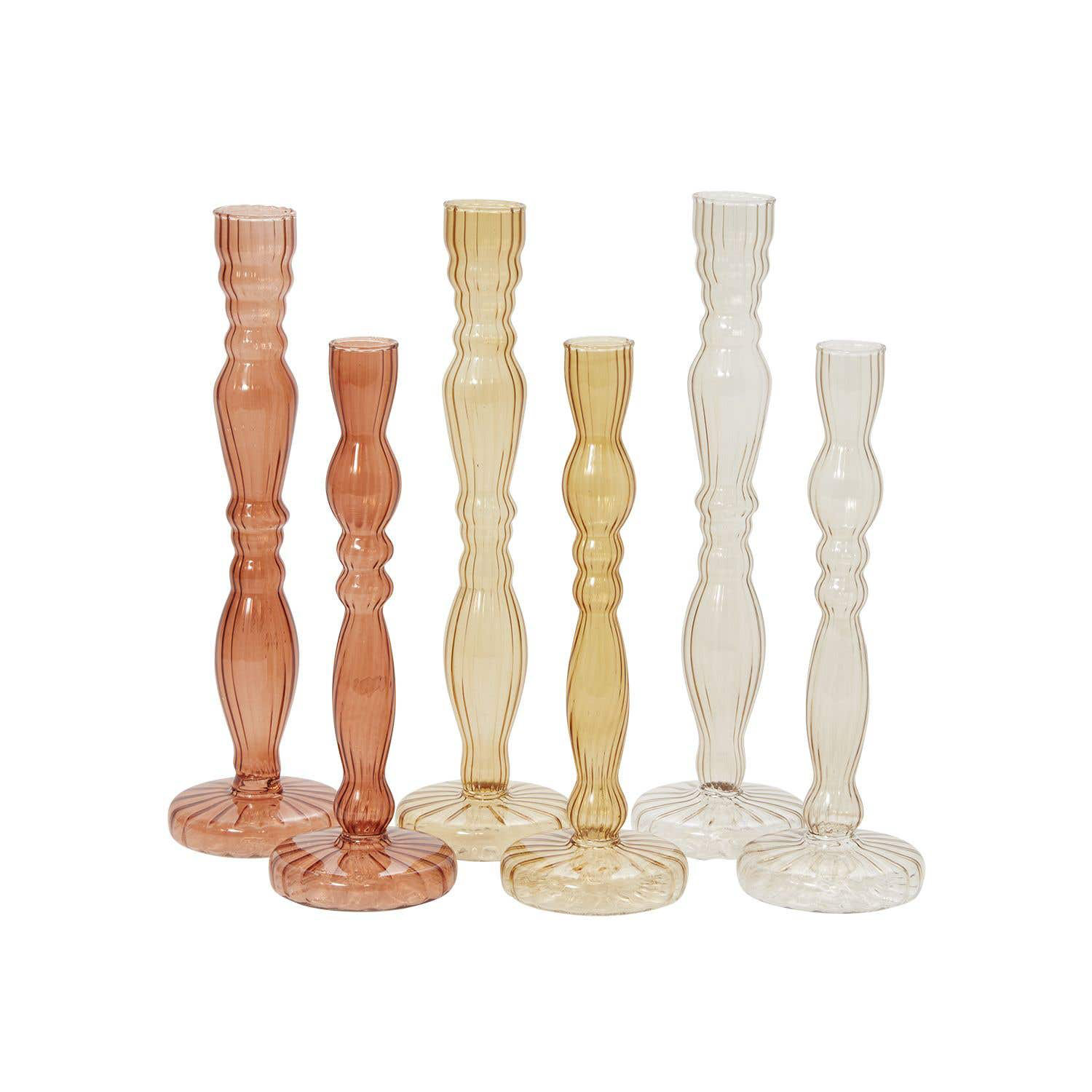 Marajo Candlestick, 8" H x 2.75" W x 2.75" D, Smoke