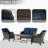 4 Pieces All-Weather Wicker Patio Conversation Set With Cushions, Loveseat, 2 Chairs & Metal Coffee Table-2001516719-2001516713