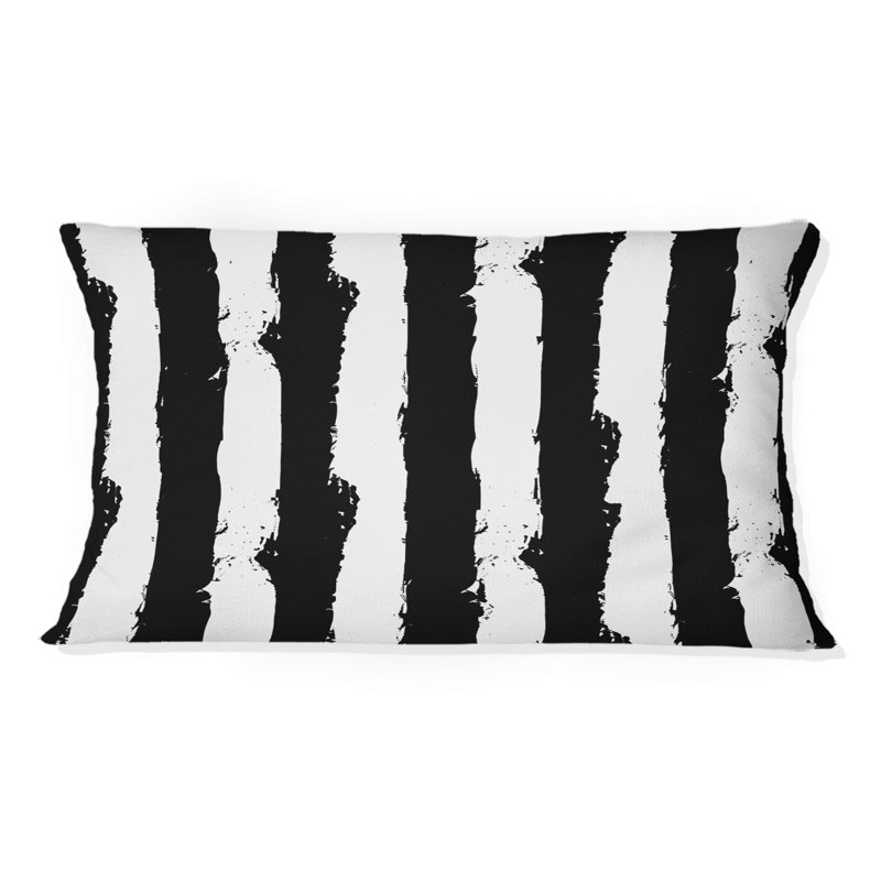 Coussin lombaire transitionnel noir et blanc à fines rayures IV