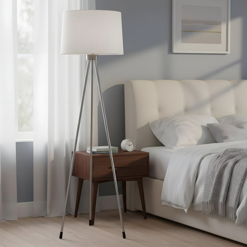 Lampe sur pied en métal de 59 po de hauteur, finition blanche, design moderne, Blanc