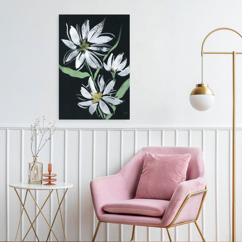 Art floral contemporain blanc minuit, H 24 po x l 16 po