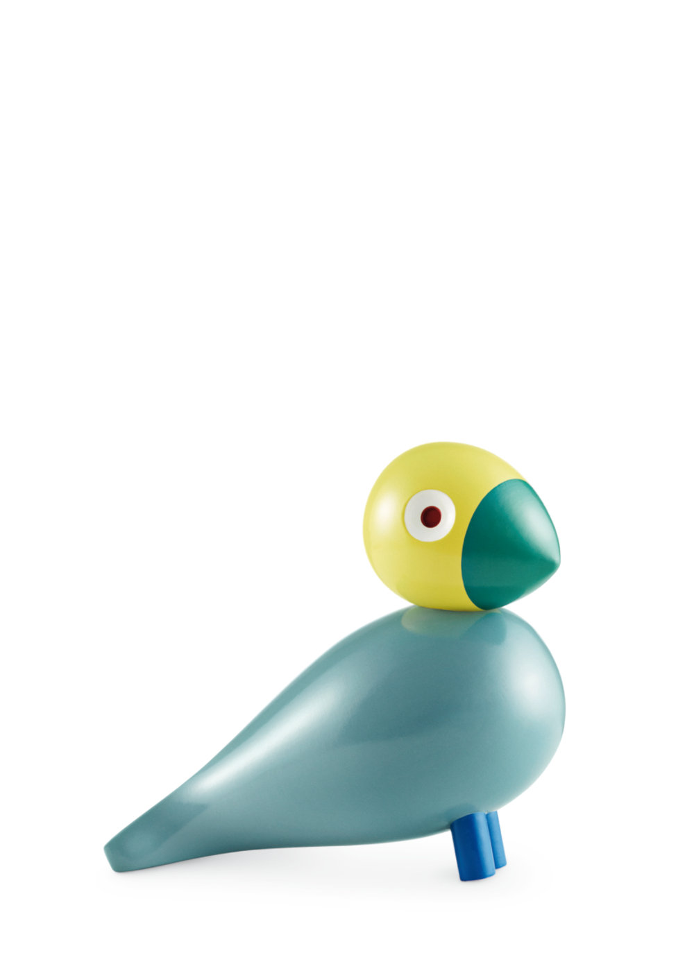 Songbird Sculpture, 6.1" H x 6.3" W x 3.1" D, Turquoise/Yellow, 1