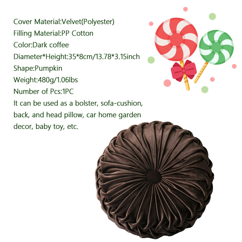 Buttons Velvet Throw Pillow, Dark Coffe