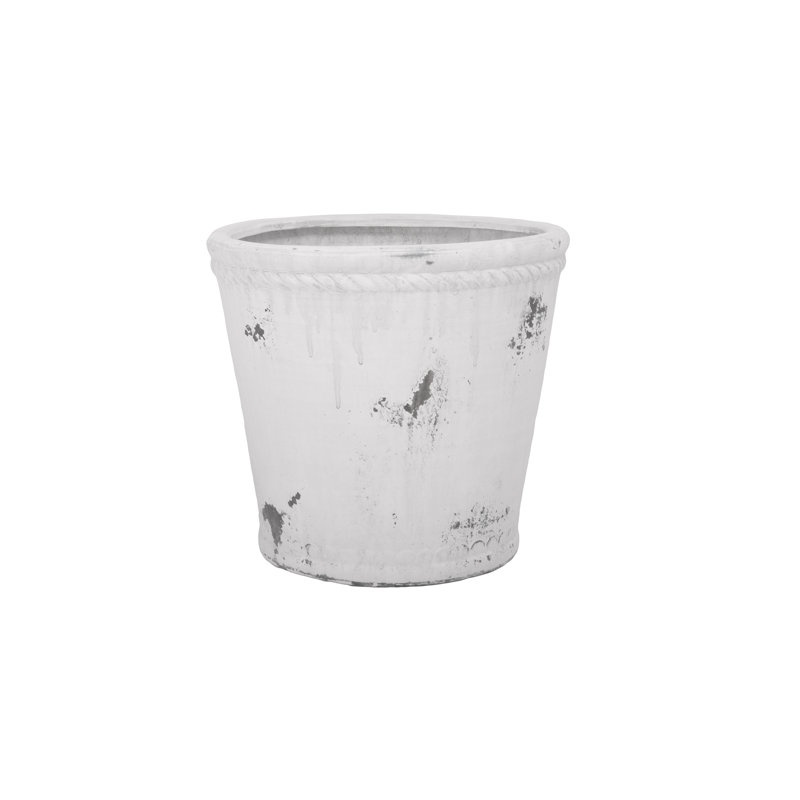 Terre cuite pot rond blanc