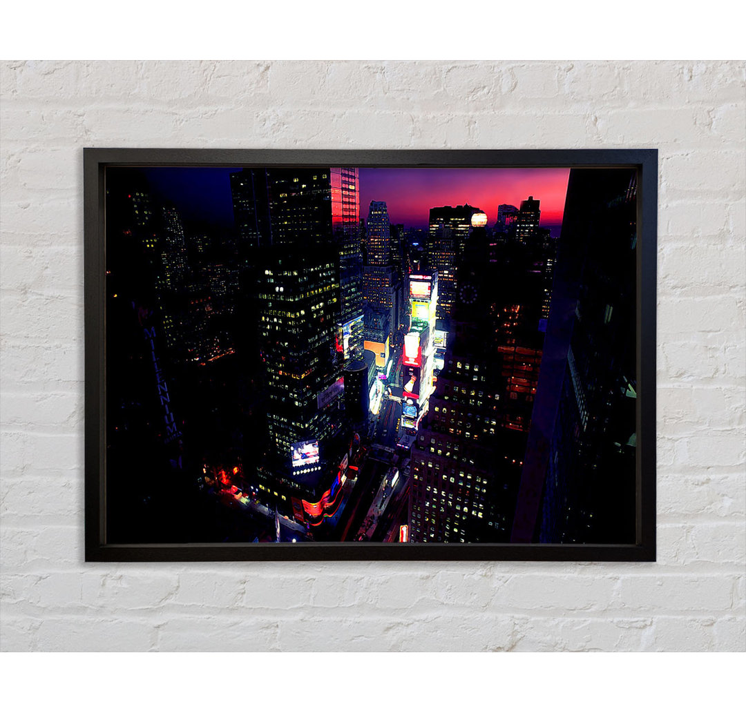 New York City Pink Skies From Above - Einzelner Bilderrahmen Kunstdrucke auf Leinwand