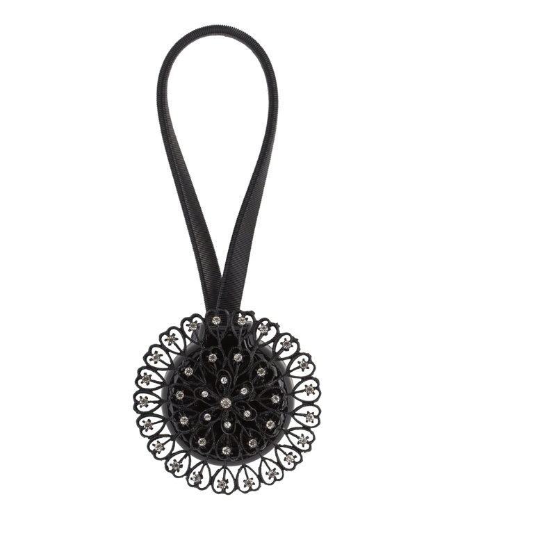Black Ornate Magnetic Iron Curtain Tie Back Set