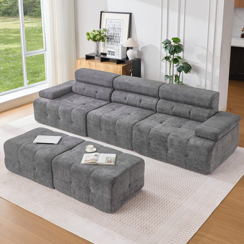Canapé modulaire à compression en forme de U Boneless, Gris