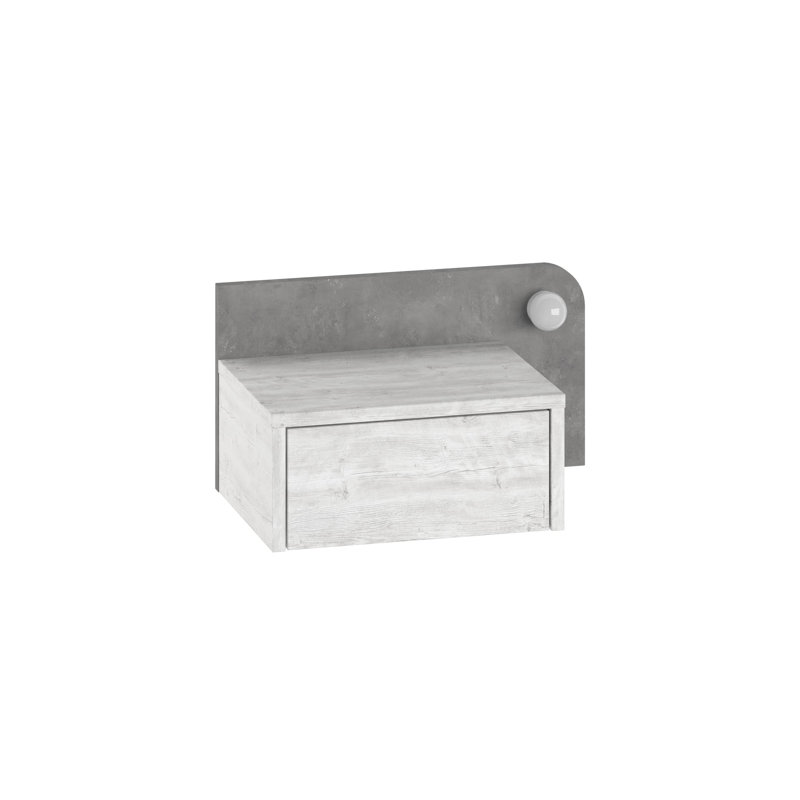 52cm W Manufactured Wood Bedside Table, Ancient White/Retro Grey