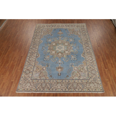 Tapis bleu fait à la main 8 x 11 po