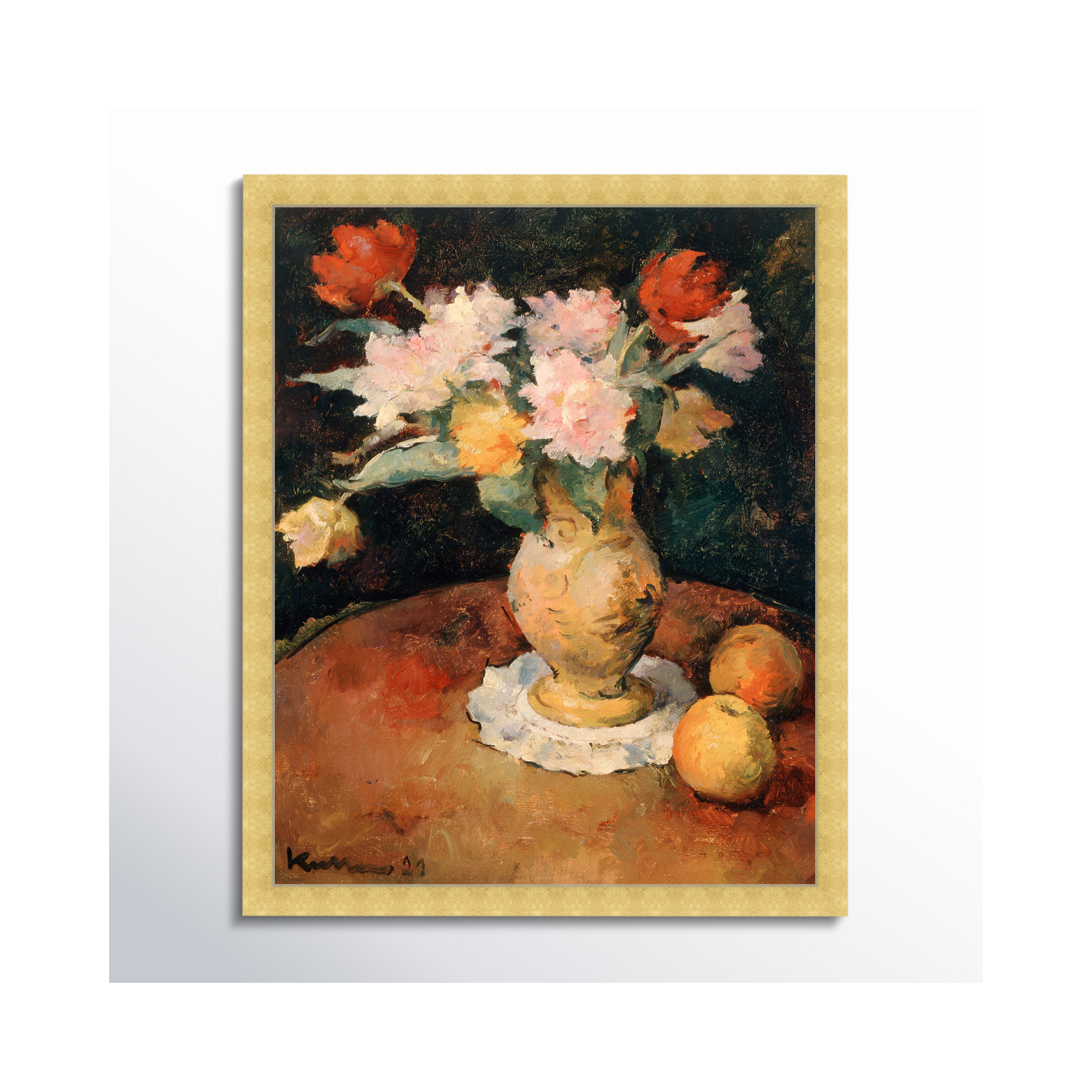 Joseph Kutter - Pivoines, Gold, 20" H x 17" W x 1.5" D