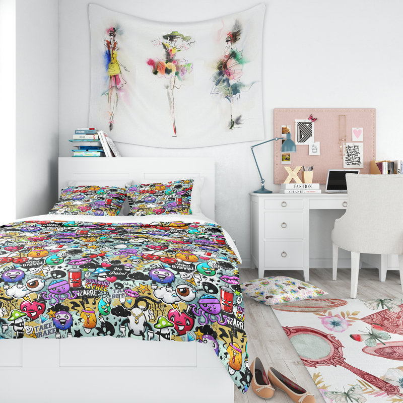 Ensemble de housse de couette en microfibre noire, Housse simple + 1 taie décorative