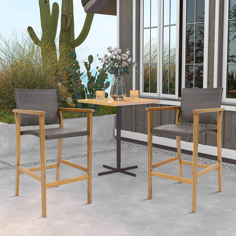Earlton Acacia Outdoor 29'' Bar Stool