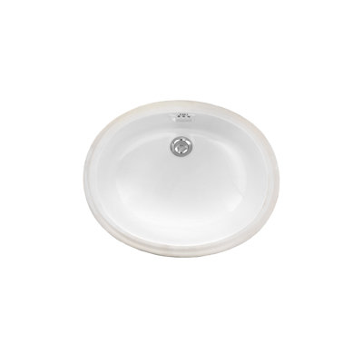 White 50 Ceramic Oval Undermount Bathroom Sink with Overflow
