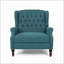 Fauteuils inclinables, fauteuil inclinable à oreilles avec garniture cloutée et amp; Dossier capitonné | Bleu sarcelle | L 37,75 po x P 33,25 po x H 42,5 po-442293308