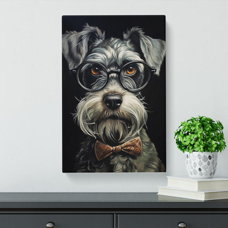 Schnauzer With Glasses - Wrapped Canvas, 50cm H x 35cm W x 3cm D