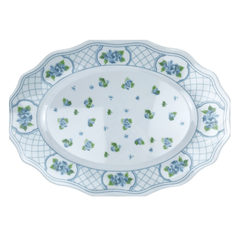 Teghan BEAUTIFUL HYDRANGEA GARDEN LARGE SERVING PLATTER (BLUE)
