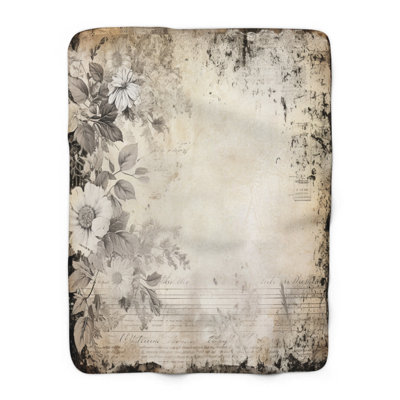 Rétro rose romantique - couverture sherpa de qualité supérieure 1 pièce - reproduction d'art luxueuse