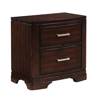 Table de chevet à deux tiroirs au fini cerisier pour chambre à coucher, 26 po de hauteur, 49,18 lb transitionnel avec tiroirs à roulement Sleek Design