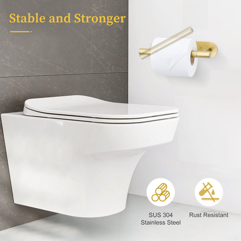 Wall Mounted Toilet Paper Holder, Brushed Gold