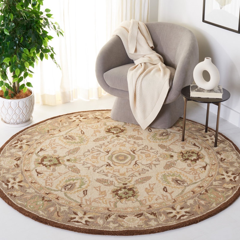 Tapis oriental en laine touffeté à la main Tingley, Rond 6 pi