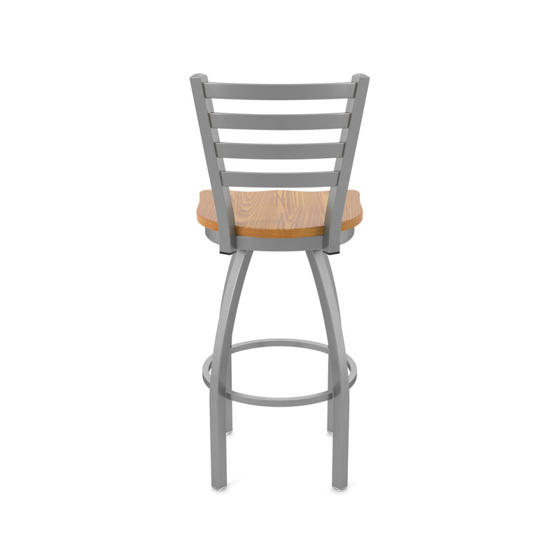 Tabouret pivotant Jackie, Bois - Chêne moyen, Tabouret de comptoir (siège d'une hauteur de 25 p, Acier Inoxydable