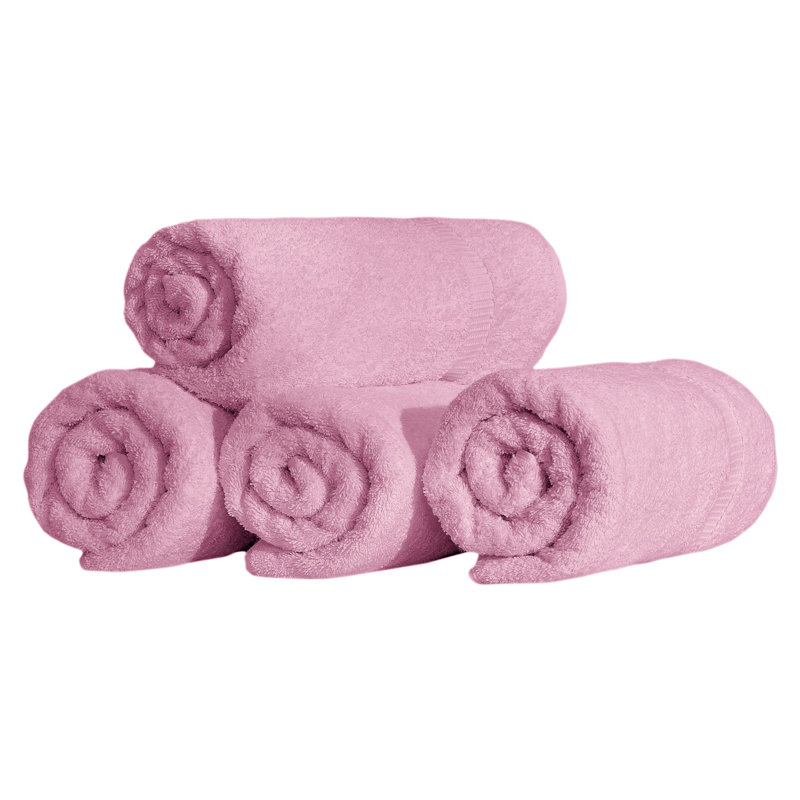 Armel Turkish Cotton Bath Towels - Quick Dry & Plush Feel, Hotel & Spa Quality, Set of 4, Rose
