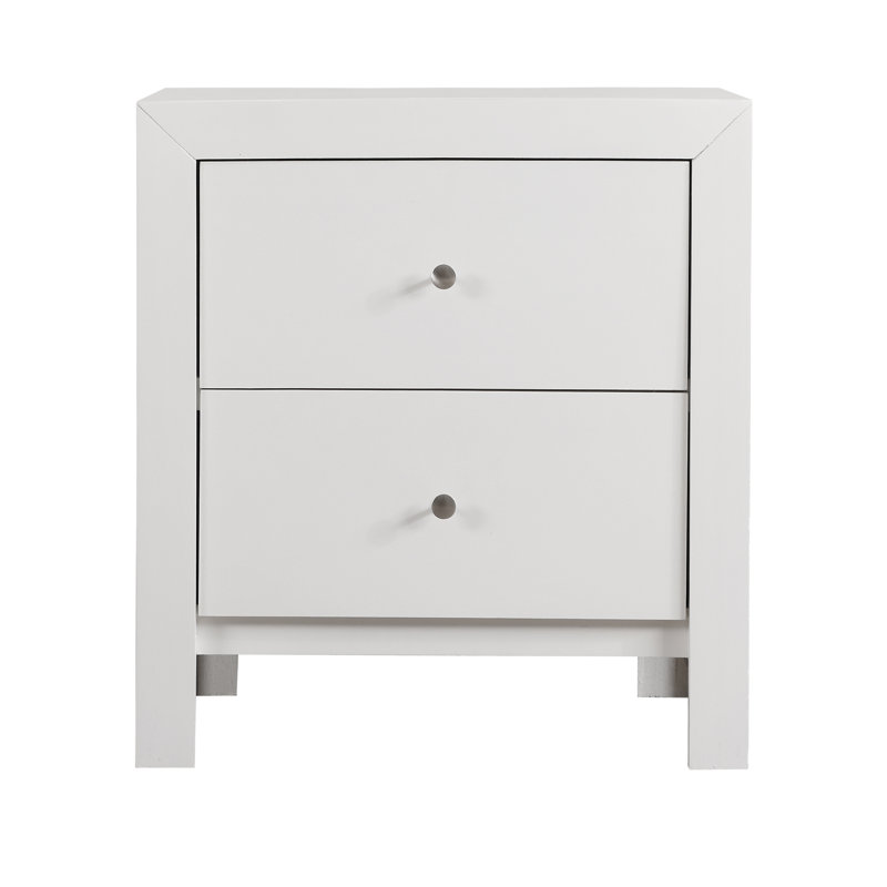 Table de chevet transitionnelle élégante, Blanc