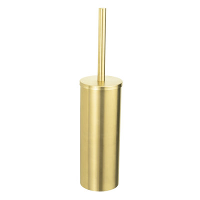 Turbo-Loc Orea Gold Matt Wenko Toilet Brush Set, Mod. Orea, Matt Gold, Made of Stainless Steel Free-Standing Toilet Brush and Holder