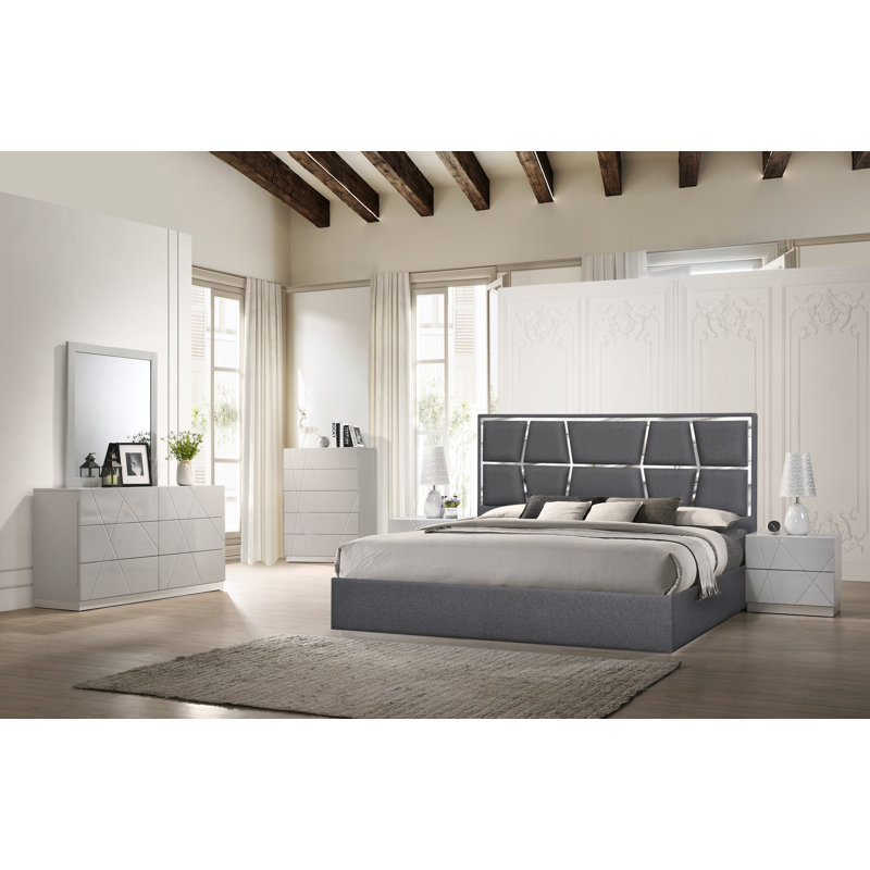 Predmore Upholstered Platform Bed, Queen, Charcoal