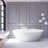 63" Streamline Freestanding Soaking Acrylic Bathtub With Drain and Bamboo Tray-1973122824