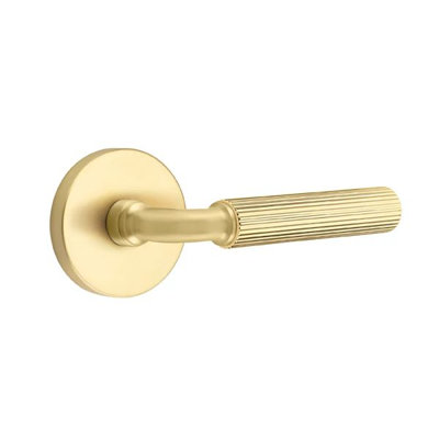 Mortaise intérieure Emtek Select Passage avec rosette à disque et tige R-Bar, levier droit moleté