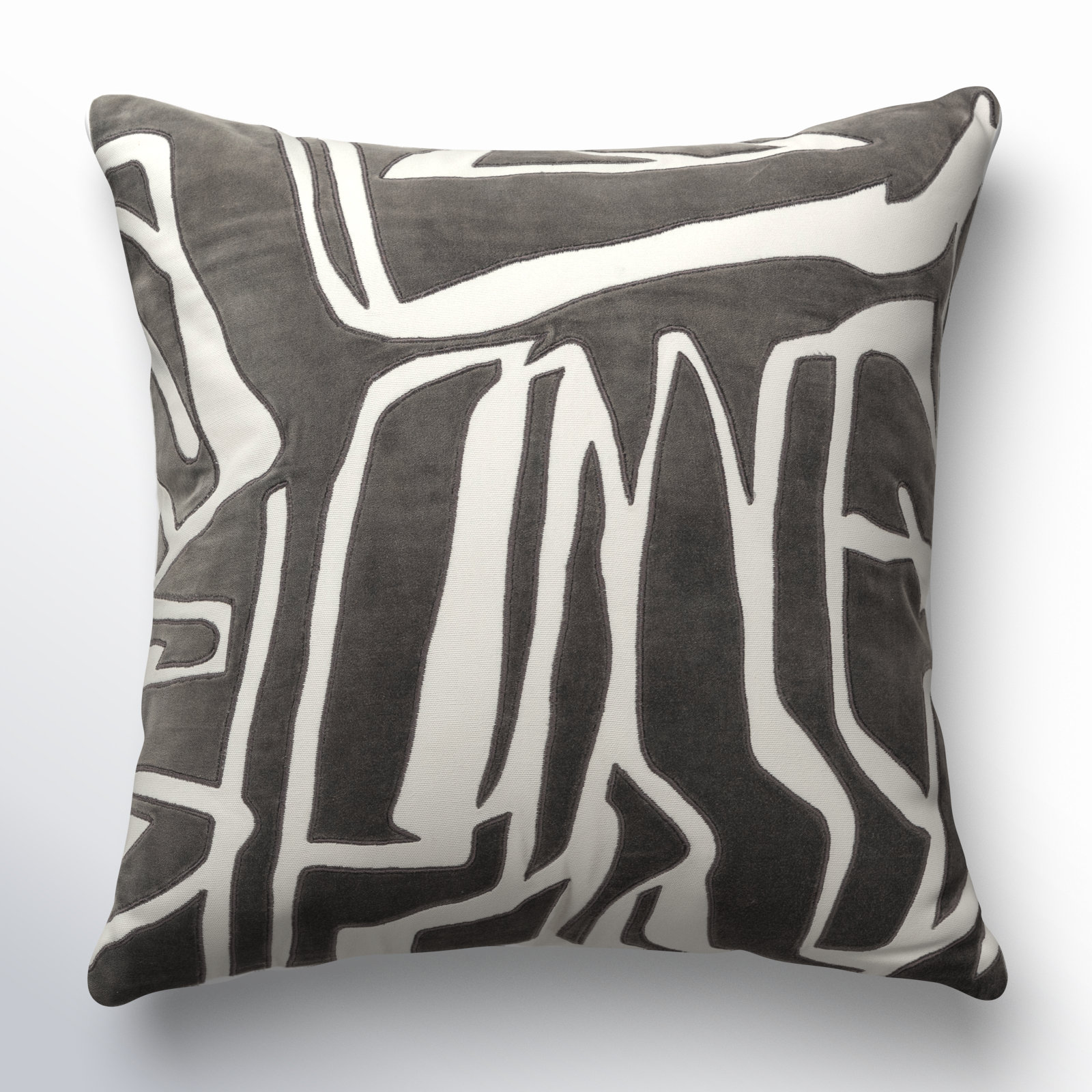 Haslet 20" x 20" Cotton Throw Pillow, Ivory/Charcoal