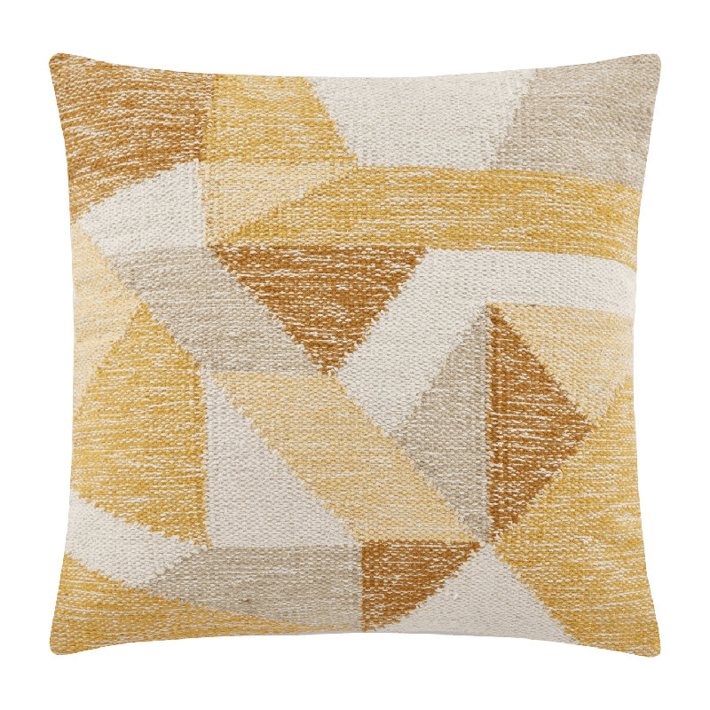 Cotton Yellow Square Throw Cushion