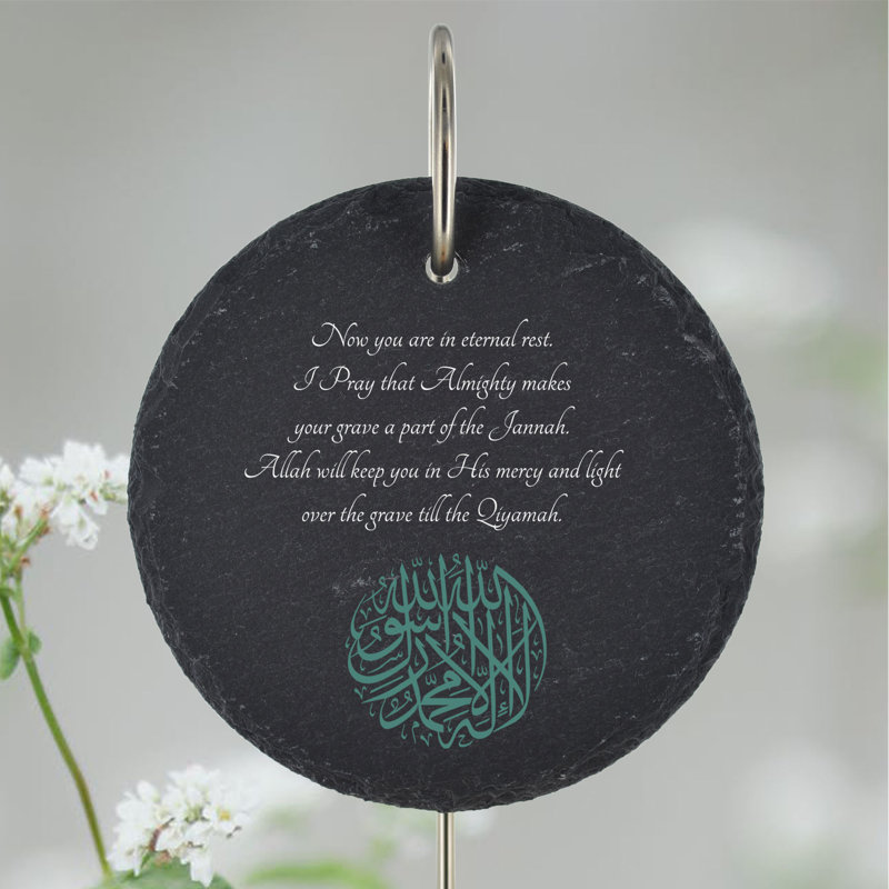 Blimi Waterproof Slate Circle Grave Marker People Memorial Plaque