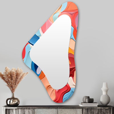 Encre liquide colorée abstraite colorée III - Miroir mural asymétrique moderne à encre liquide abstraite