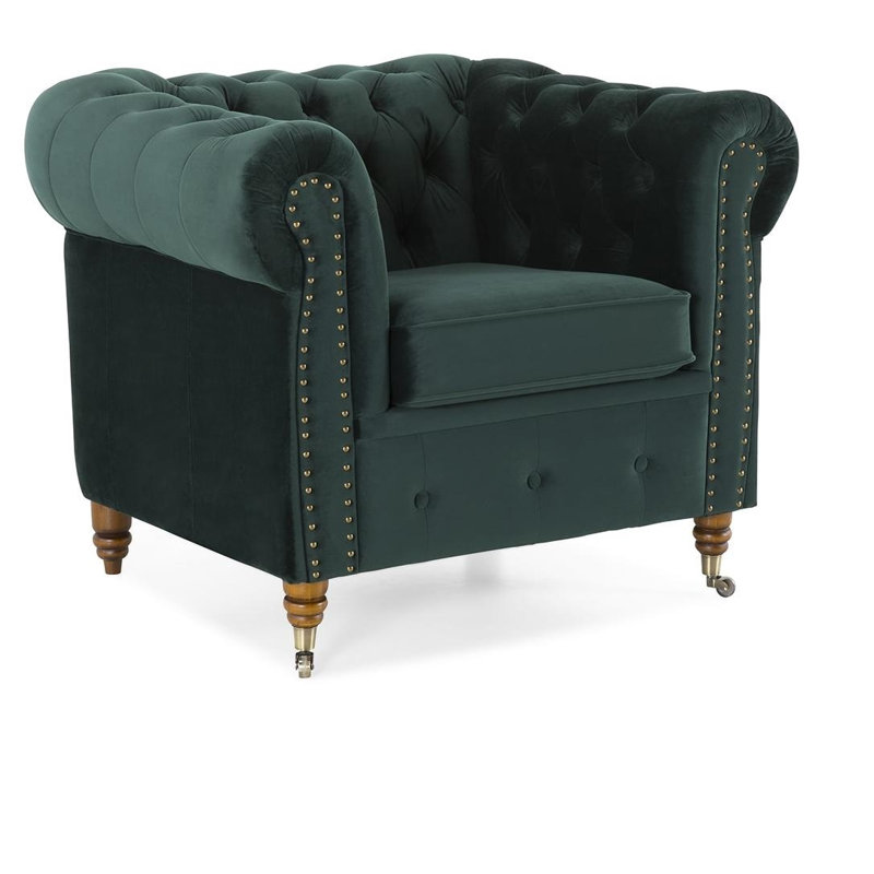 Lakefront Velvet Armchair, Green