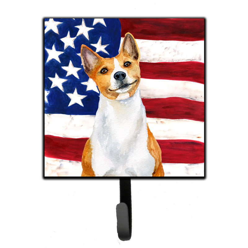 Organisateur de clés murales avec crochets clés sheltie patriotique Emrah  , Brun / saumon / bleu, Basenji