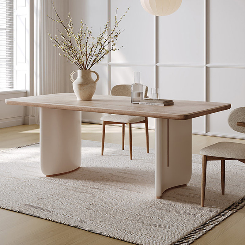 Table de salle à manger rectangulaire en fritté et en bois manufacturé, 29.53"H x 62.99"L x 31.5"W
