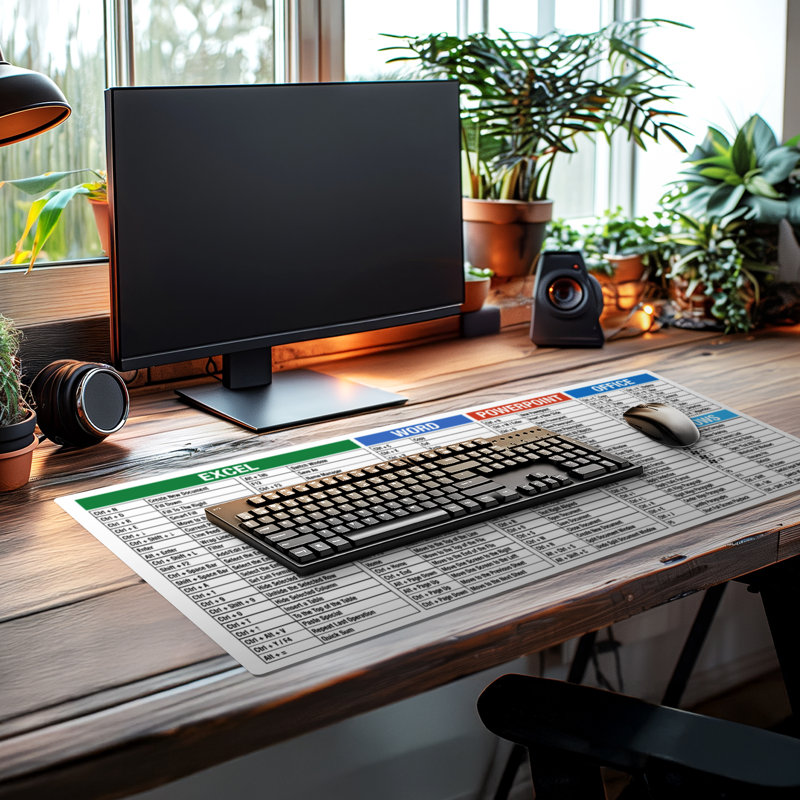 CounterArt Large Waterproof Desk Protector-Office-Windows Cheat Sheet 32” x 16”