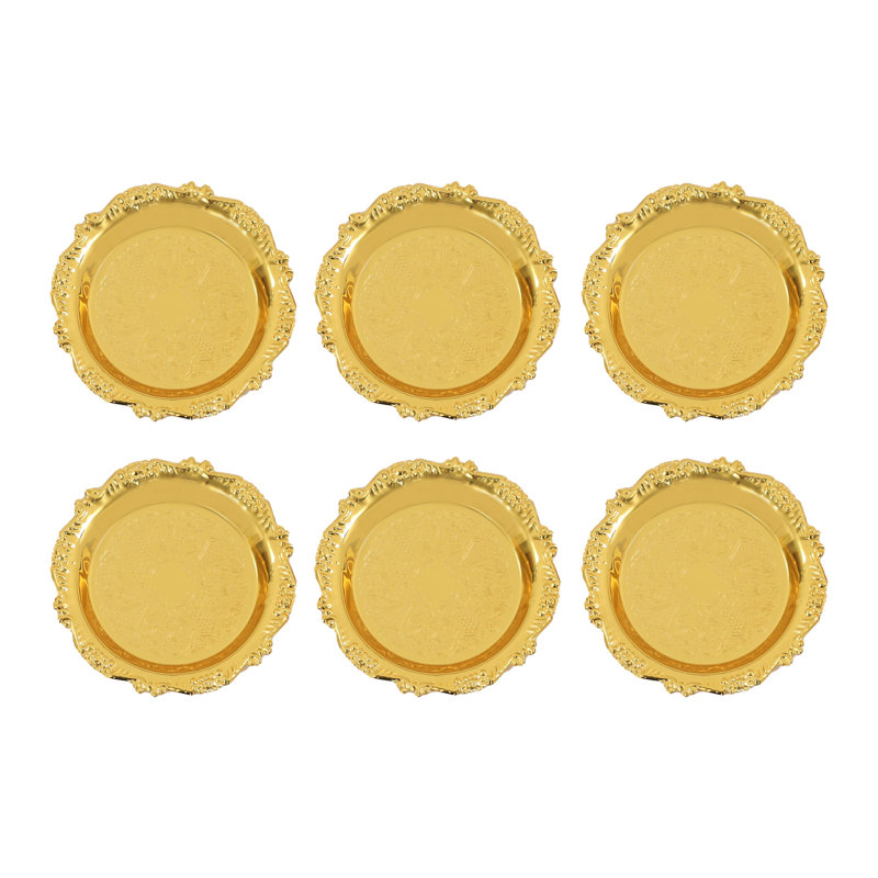 6pcs Round Serving Trays, Gold