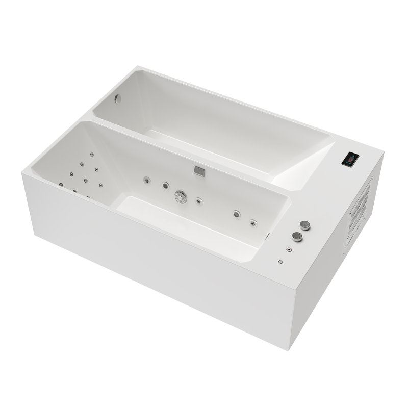 78 In. X 55 In. Dual Zone Cold Plunge - Ozone - Chiller - Heater And 20 Jets Whirlpool Bathtub - Thermostat In White