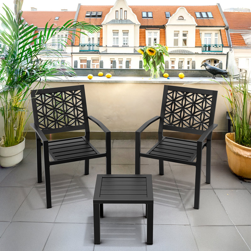 Ensemble bistro empilable pour 2 personnes, Noir, noir, noir, noir