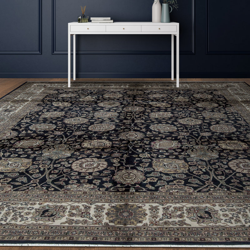 Marquis Oriental Area Rug in Black/Beige