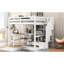 Lit mezzanine double blanc avec bureau en L, tiroirs pratiques, armoire et escalier de rangement compact