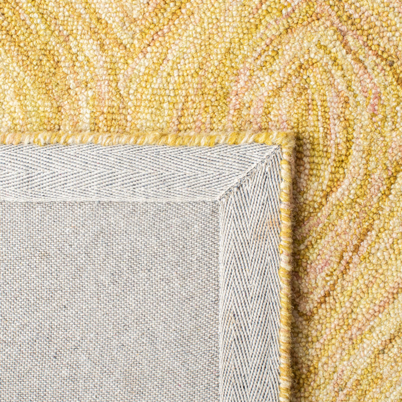 Tapis doré en laine touffeté à la main Alora, Tapis de couloir 2 pi 3 po x 8 pi