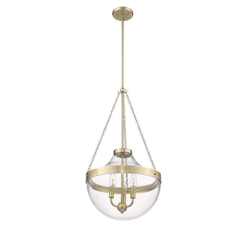 Luminaire suspendu en forme de larme à 3 lumières Lawry, Or moderne